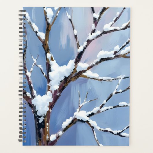 Winter Wonderland Schnee Baumzweige Gemalt Planer (Vorderseite)