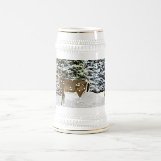 Winter Wonderland Schnee und Hirsche Trinkbehälter Bierglas (Mittel)