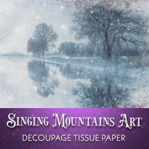 Winter Wonderland Schnee Wald und Teich Decoupage Seidenpapier