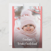 Winter Wonderland Schneebäume Rosa Silberes Foto Einladung (Rückseite)