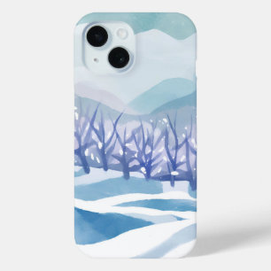 Winter Wonderland Schneeblaue Aquarellmalerei Case-Mate iPhone Hülle