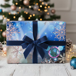 Winter Wonderland Schneeflocken Läden und Blasen Geschenkpapier Set