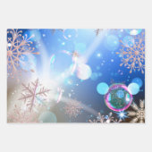 Winter Wonderland Schneeflocken Läden und Blasen Geschenkpapier Set (Vorderseite)