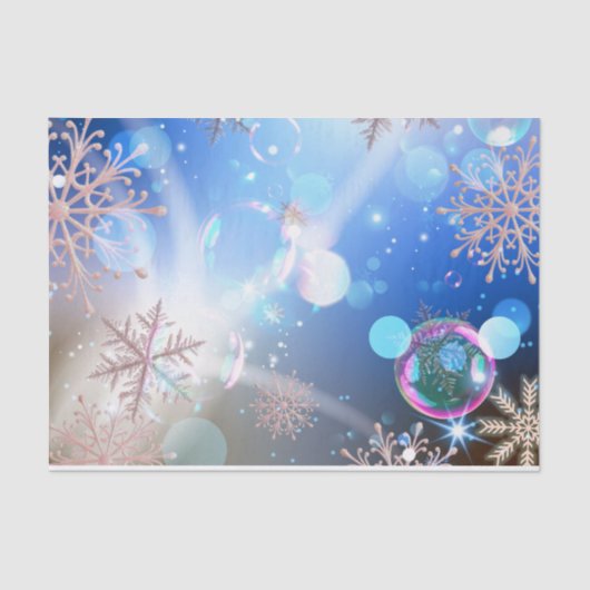 Winter Wonderland Schneeflocken Lights and Bubbles Seidenpapier (Vorderseite)
