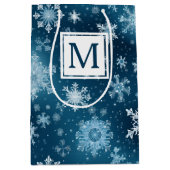 Winter Wonderland Schneeflocken Schneefall Blau Mittlere Geschenktüte (Vorderseite)