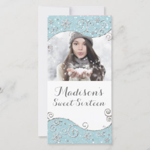 Winter Wonderland-Schneeflocken Silber Swirl Foto Save The Date