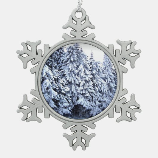 Winter Wonderland Schneeflocken Zinn-Ornament (Vorderseite)