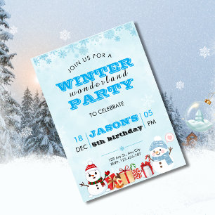 Winter Wonderland Schneemann Geburtstagsparty-Einl Einladung