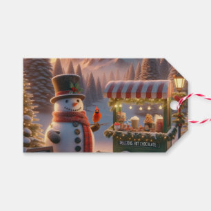 Winter Wonderland Schneemann-Heißgetränkewagen Geschenkanhänger