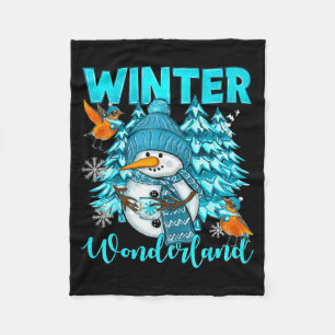 Winter Wonderland Schneemann und Schneeflocken Gem Fleecedecke
