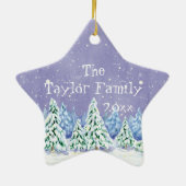 Winter Wonderland Schneeszene Pine Trees Ornament (Hinten)