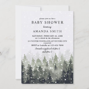 Winter Wonderland Schneewald Baby Shower Einladung