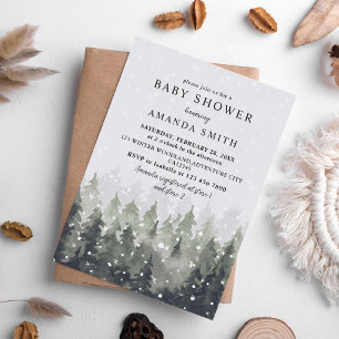 Winter Wonderland Schneewald Baby Shower Einladung