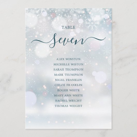 Winter Wonderland Script-Sitzplan Tischnummer (Vorderseite)