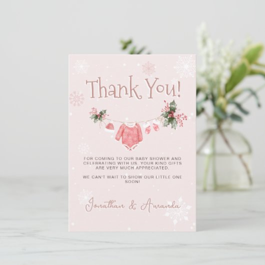 Winter Wonderland seine kalte Außendusche Dankeskarte (Stehend Vorderseite)