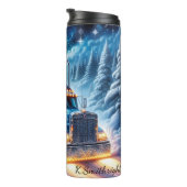 Winter Wonderland Semi Truck Reise Thermosbecher (Nach rechts gedreht)