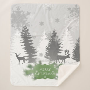 Winter Wonderland Sherpa Blanket - Grün Sherpadecke