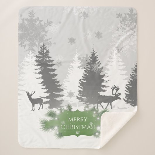 Winter Wonderland Sherpa Blanket - Grün Sherpadecke (Vorderseite)