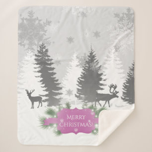 Winter Wonderland Sherpa Blanket - Magenta Sherpadecke