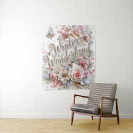Winter Wonderland Silber Glitter Rosa Rosen Wandteppich
