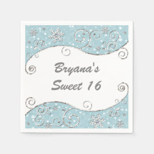 Winter Wonderland Silberne Wirbel Blau Serviette