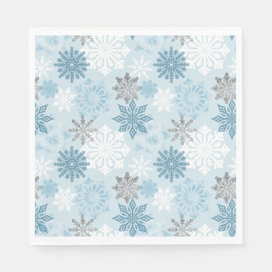 Winter Wonderland Silver Glitzer Schneeflocken Serviette (Vorderseite)