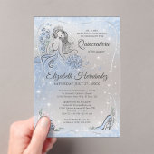 Winter Wonderland Silver Light Blue Quinceanera Acryleinladungen (Insitu (Handheld))