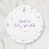 Winter Wonderland Silver Lila Girl Baby Sprinkle Geschenkanhänger (Rückseite)