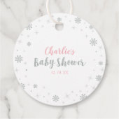 Winter Wonderland Silver & Pink Girl Babydusche Geschenkanhänger (Rückseite)