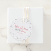 Winter Wonderland Silver & Pink Girl Babydusche Geschenkanhänger (Beispiel)