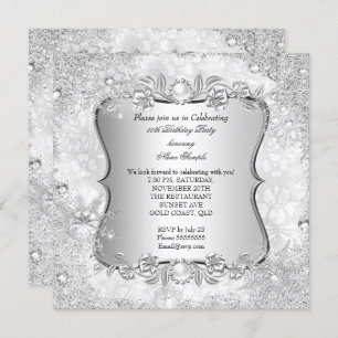Winter Wonderland Silver Snowflake Geburtstag Einladung