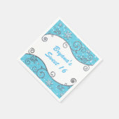 Winter Wonderland Silver Wirbel Bright Blue Serviette (Ecke)