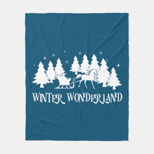Winter Wonderland Sleigh Ride Landschaft Fleecedecke (Vorderseite)