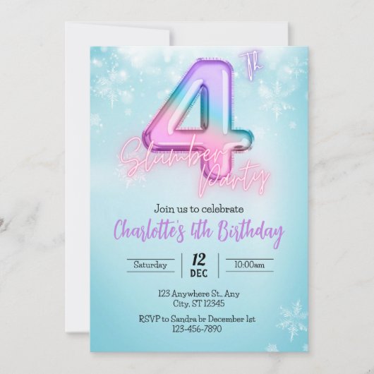 `winter Wonderland Slumber Party Einladung (Vorderseite)