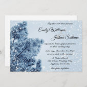 Winter Wonderland Snow and Pine Wedding Einladung (Vorne/Hinten)