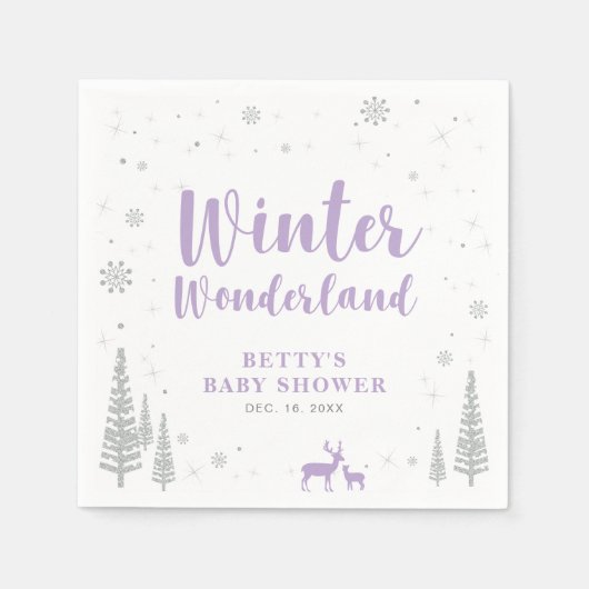 Winter Wonderland Snow Baby Dusche Papier Napkin Serviette (Vorderseite)