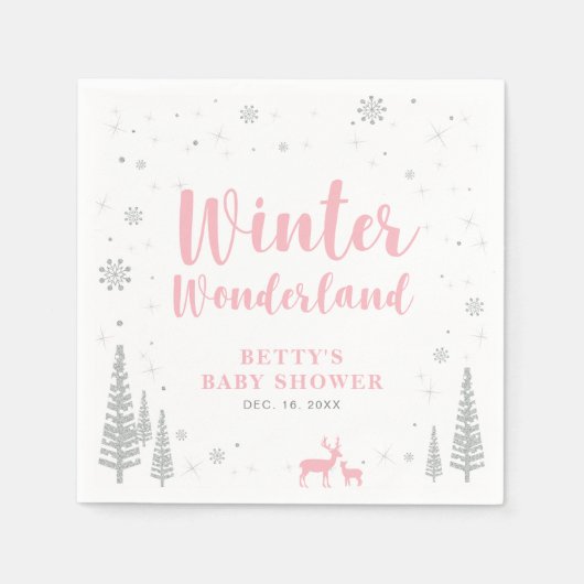 Winter Wonderland Snow Baby Dusche Papier Napkin Serviette (Vorderseite)