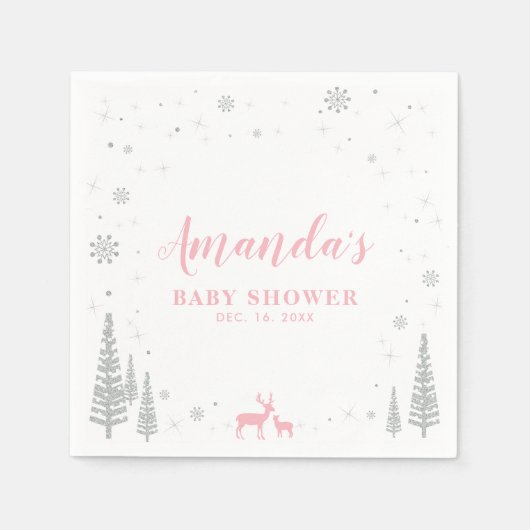 Winter Wonderland Snow Baby Dusche Papier Napkin Serviette (Vorderseite)