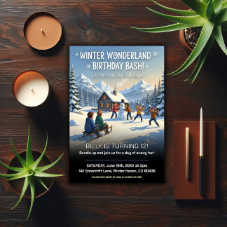 Winter Wonderland Snow Day Birthday Party Einladung