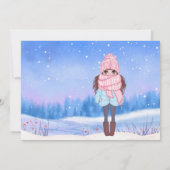 Winter Wonderland Snow Meadow and Girl Birthday Einladung (Rückseite)