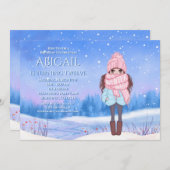Winter Wonderland Snow Meadow and Girl Birthday Einladung (Vorne/Hinten)
