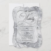 Winter Wonderland Snow Silver Wedding Einladung (Vorderseite)