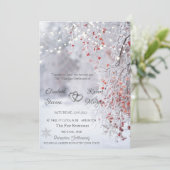 Winter Wonderland, Snow String Lights Wedding Invi Einladung (Stehend Vorderseite)