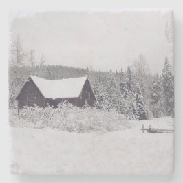 Winter Wonderland Snow und Cabin Scene Untersetzer