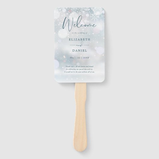 Winter Wonderland Snow Wedding Programm Hand Fan Fächer (Vorderseite)