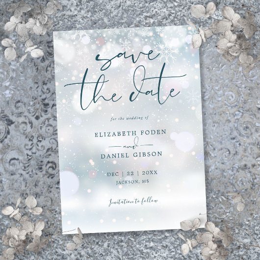 Winter Wonderland Snow Wedding Save The Date