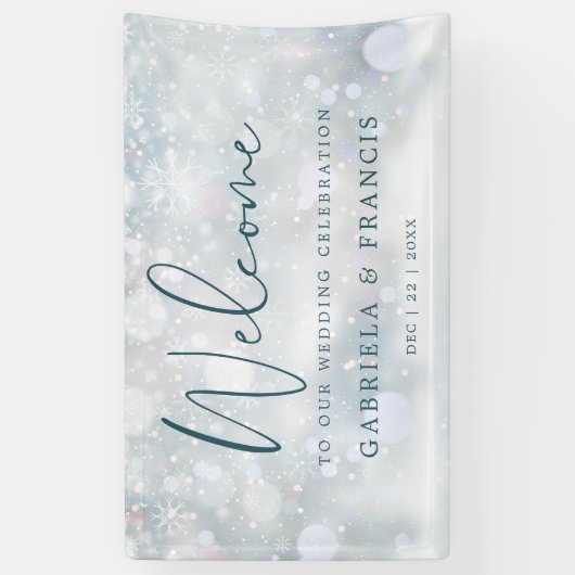 Winter Wonderland Snow Wedding Willkommen Banner (Vertikal)