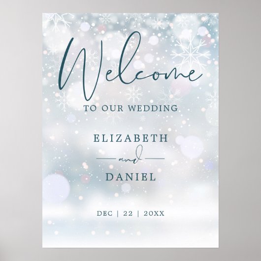 Winter Wonderland Snow Wedding Willkommenszeichen Poster (Vorne)