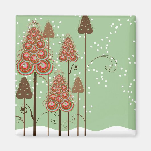 Winter Wonderland Snow Whimsical Weihnachtsbaumen Magnet (Vorne)