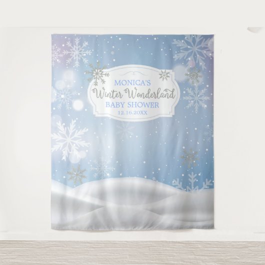 Winter Wonderland Snoweflakes backdrop Wandteppich (Vorderseite)